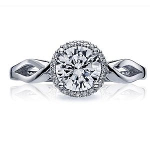 Tacori Platinum Ring w/ Diamond Halo & Centerstone
